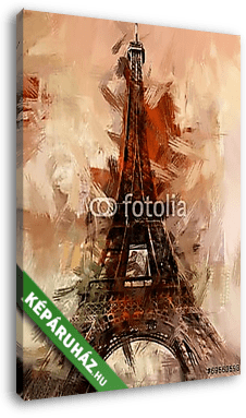 Absztrakt stílusú Eiffel-torony  (olajfestmény reprodukció) - vászonkép 3D látványterv