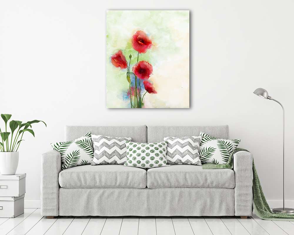 A vörös mák virágok  - vászonkép, falikép vásárlás A vörös mák virágok  (többrészes kép) - vászonkép, falikép otthonra és irodába