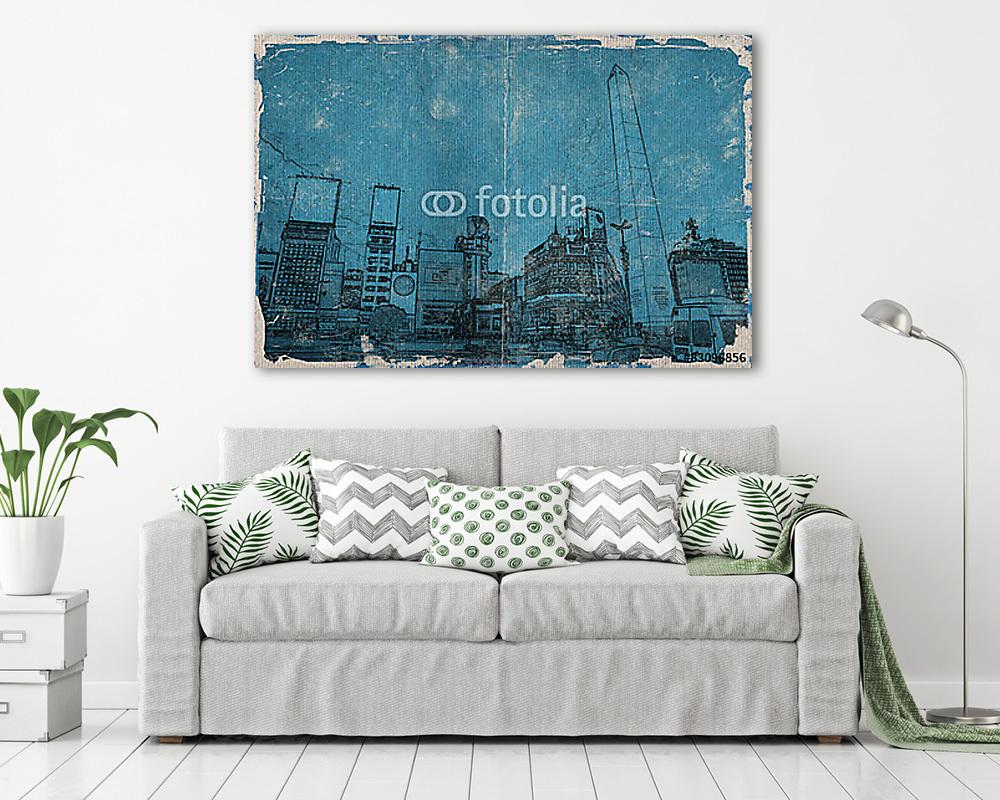 Grafik Obelisco, Buenos Aires Argentinien - vászonkép, falikép vásárlás Grafik Obelisco, Buenos Aires Argentinien (fotótapéta) - vászonkép, falikép otthonra és irodába