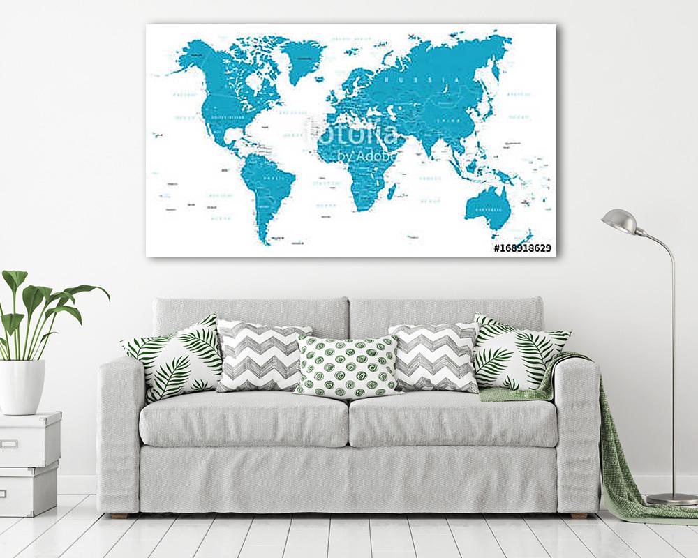 Világtérkép Politikai Vintage vektor - vászonkép, falikép vásárlás Világtérkép Politikai Vintage vektor (vászonkép) - vászonkép, falikép otthonra és irodába