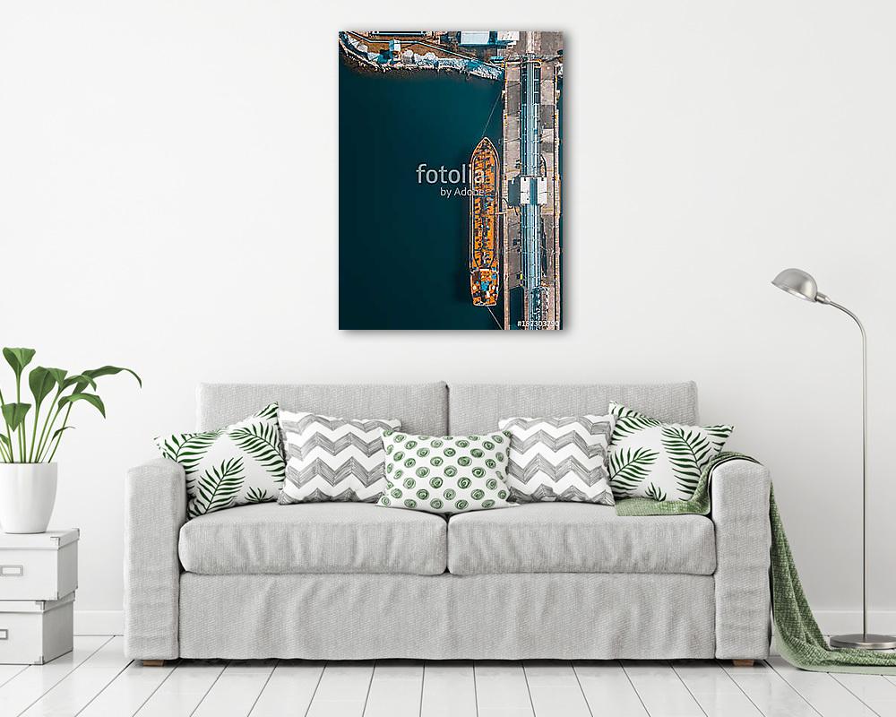 Kikötő hajó (légi felvétel) - vászonkép, falikép vásárlás Kikötő hajó (légi felvétel) (vászonkép) - vászonkép, falikép otthonra és irodába