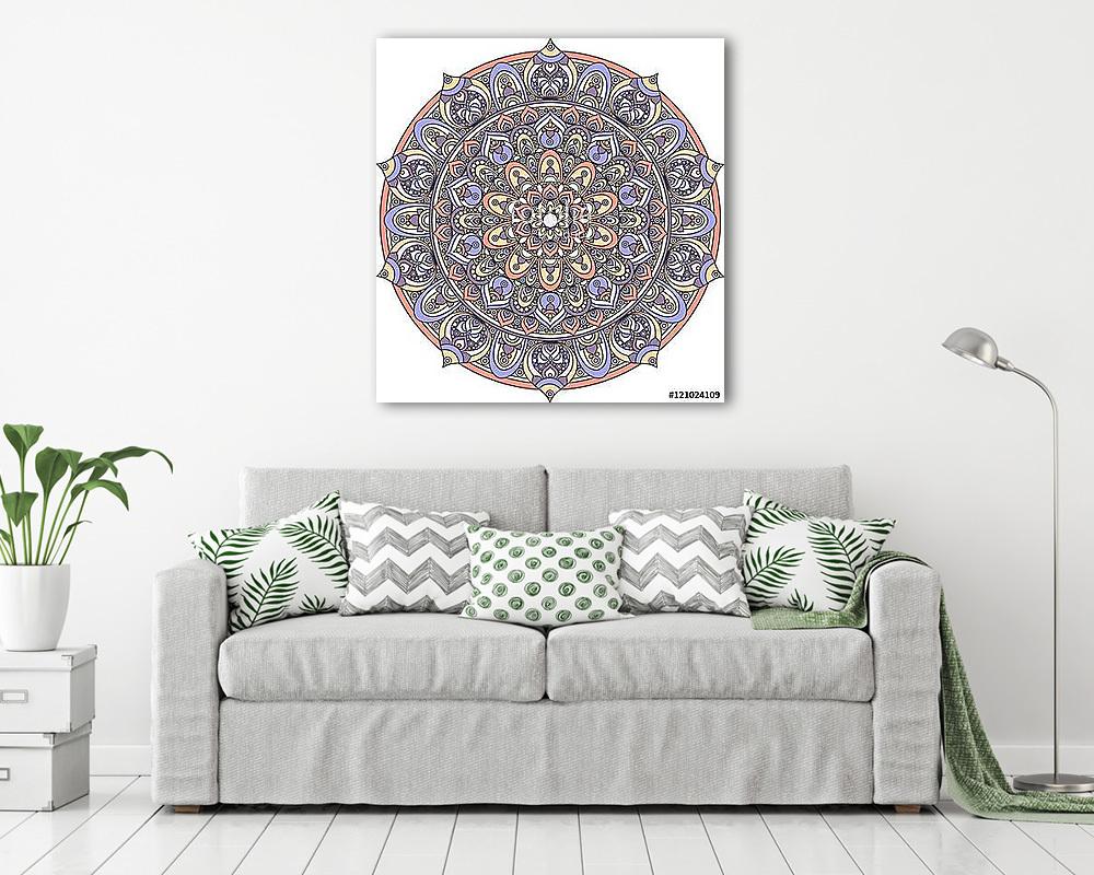 Vector vintage mandala ornament (keretezett kép) - vászonkép, falikép otthonra és irodába
