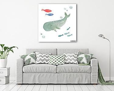 Vízalatti világ bálnával (vászonkép) - vászonkép, falikép otthonra és irodába
