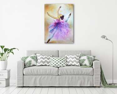 Watercolor painting of soft sweet ballerina dancing (vászonkép) - vászonkép, falikép otthonra és irodába
