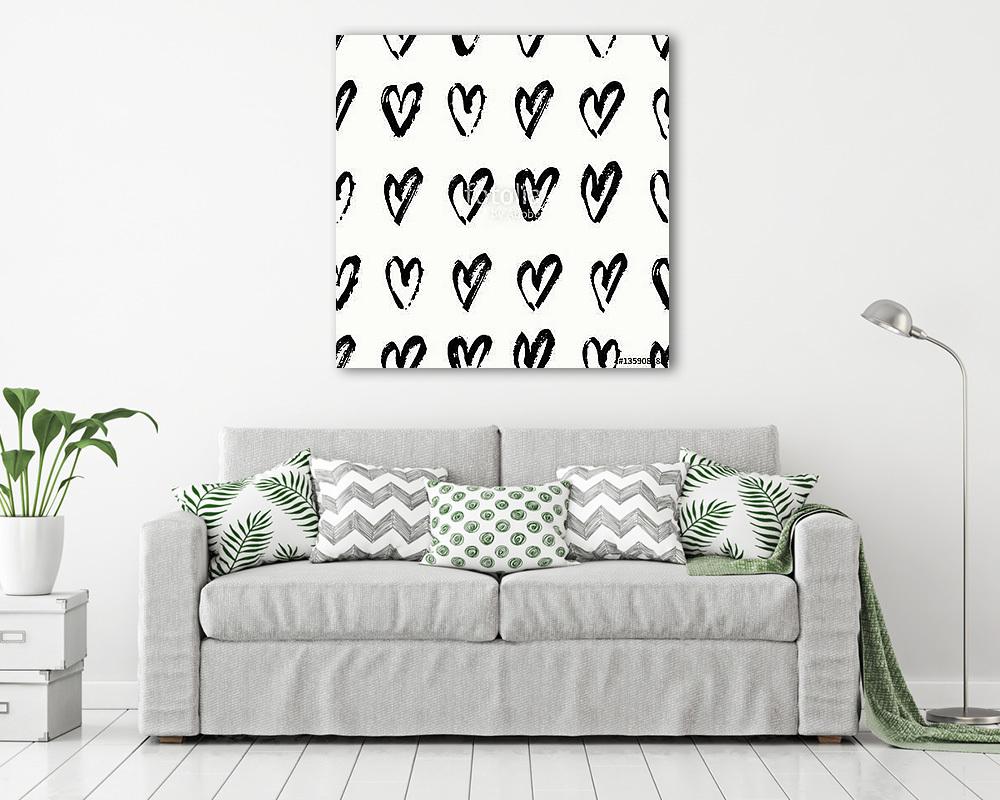 Hand Painted Hearts Pattern (keretezett kép) - vászonkép, falikép otthonra és irodába