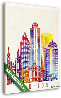 Houston landmarks watercolor poster - vászonkép 3D látványterv