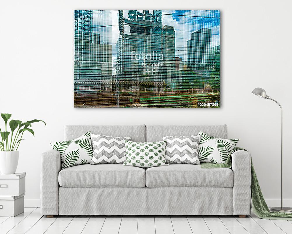 skyscraper train (fotótapéta) - vászonkép, falikép otthonra és irodába