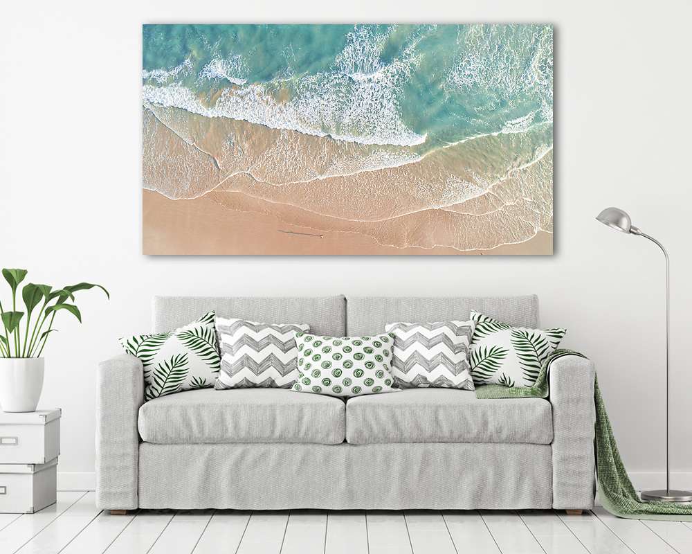 Aerial View of Waves and Beach Along Great Ocean Road Australia at Sunset - vászonkép, falikép vásárlás Aerial View of Waves and Beach Along Great Ocean Road Australia at Sunset (többrészes kép) - vászonkép, falikép otthonra és irodába