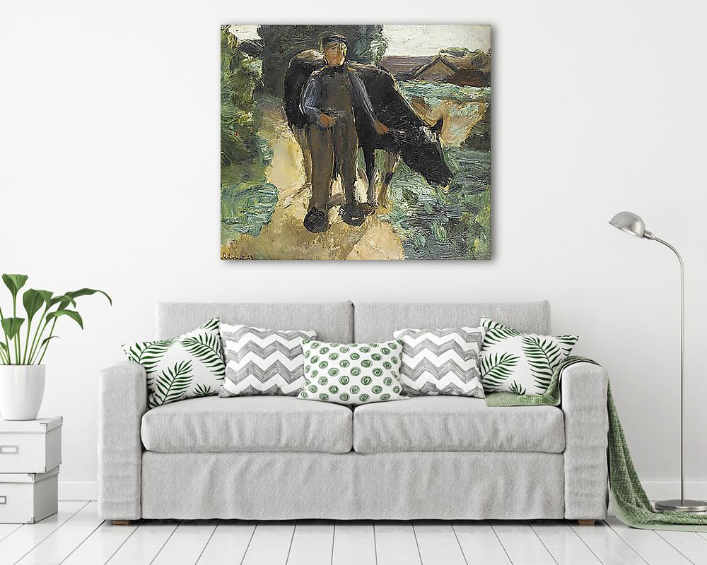 Paraszt és tehene - vászonkép, falikép vásárlás Paraszt és tehene (többrészes kép) - vászonkép, falikép otthonra és irodába