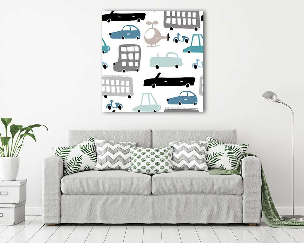 Járművek tapétaminta (keretezett kép) - vászonkép, falikép otthonra és irodába