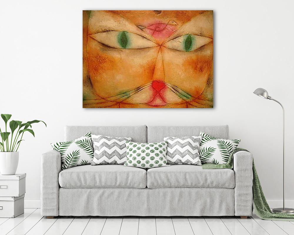 Macska és madár (keretezett kép) - vászonkép, falikép otthonra és irodába