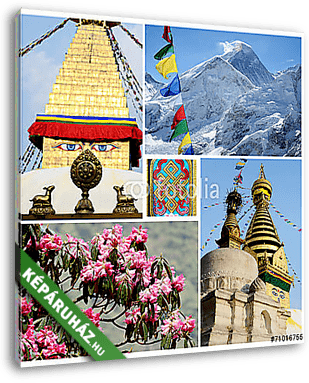 Collage of popular Nepalese travel destinations - Kathmandu vall - vászonkép 3D látványterv