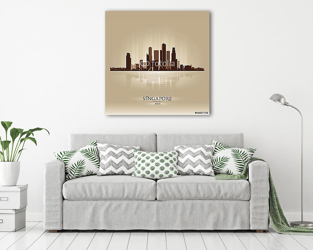 Szingapúr Ázsia városkép város sziluettje (többrészes kép) - vászonkép, falikép otthonra és irodába