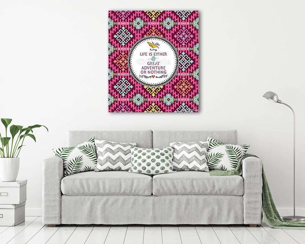 Hipster zökkenőmentes törzsi mintázat geometrikus elemekkel (vászonkép) - vászonkép, falikép otthonra és irodába