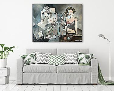 A tanulás kora (Picasso Stílus) (vászonkép) - vászonkép, falikép otthonra és irodába