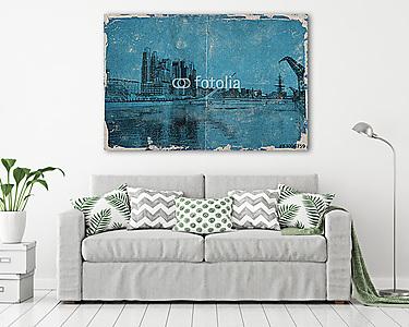 Vintage Grafik, Puerto Madero Buenos Aires Argentinien (vászonkép) - vászonkép, falikép otthonra és irodába