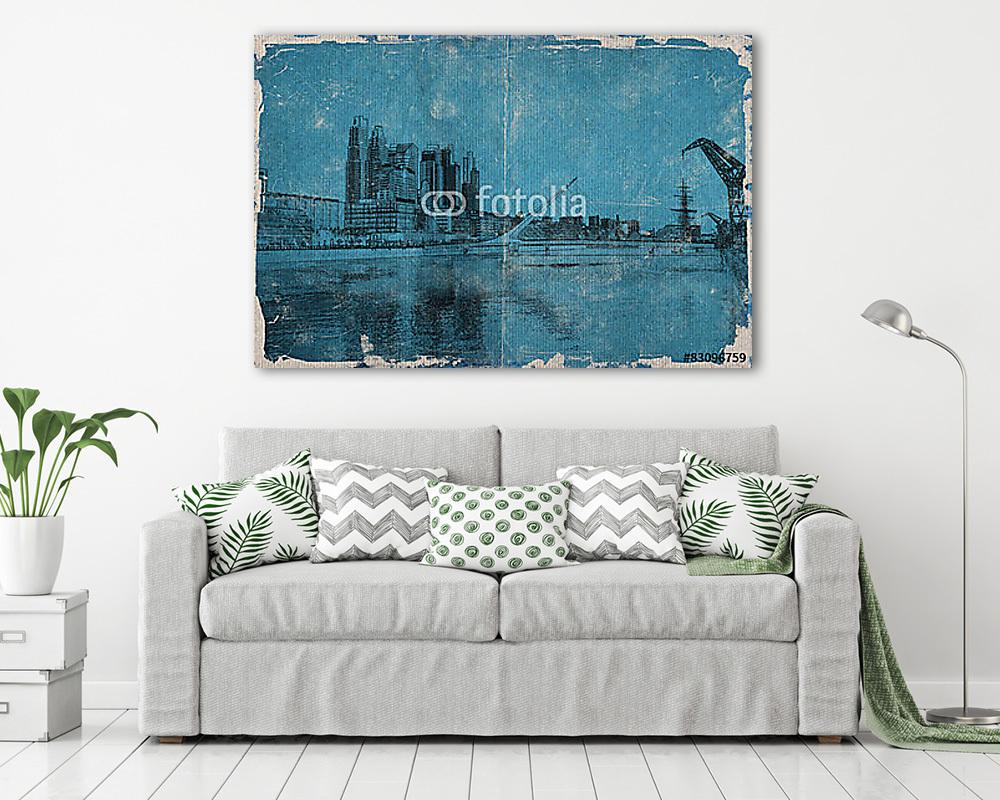 Vintage Grafik, Puerto Madero Buenos Aires Argentinien - vászonkép, falikép vásárlás Vintage Grafik, Puerto Madero Buenos Aires Argentinien (fotótapéta) - vászonkép, falikép otthonra és irodába
