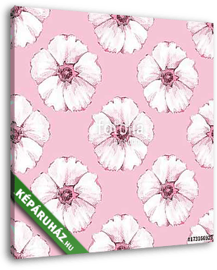Floral seamless pattern. Watercolor background with white flower - vászonkép 3D látványterv