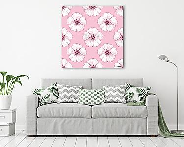 Floral seamless pattern. Watercolor background with white flower (vászonkép) - vászonkép, falikép otthonra és irodába