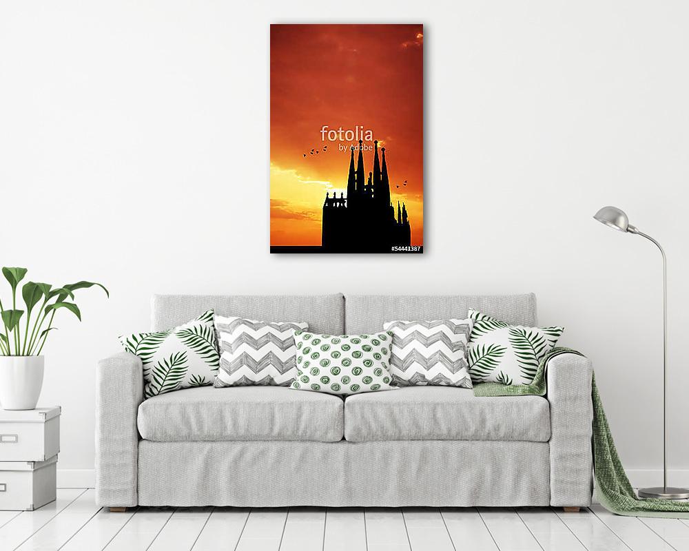 Sagrada Familia at sunset (többrészes kép) - vászonkép, falikép otthonra és irodába