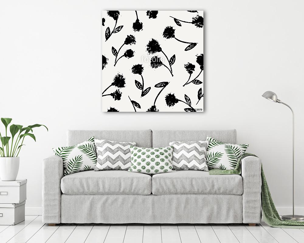 Hand Drawn Floral Seamless Pattern (fotótapéta) - vászonkép, falikép otthonra és irodába