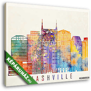 Nashville landmarks watercolor poster - vászonkép 3D látványterv