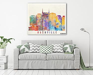 Nashville landmarks watercolor poster (vászonkép) - vászonkép, falikép otthonra és irodába