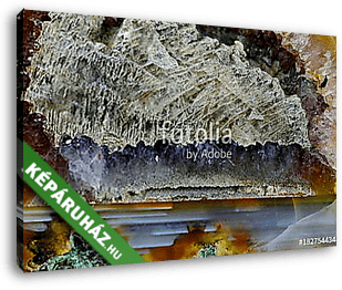 A cross section of the agate stone. Horizontal agate filled with quartz and calcite. Origin: Rudno near Krakow, Poland. - vászonkép 3D látványterv