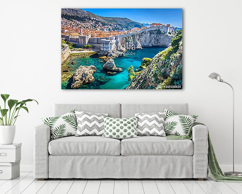 Dubrovnik landscape. / Aerial view at famous european travel destination in Croatia, Dubrovnik old town. (vászonkép) - vászonkép, falikép otthonra és irodába