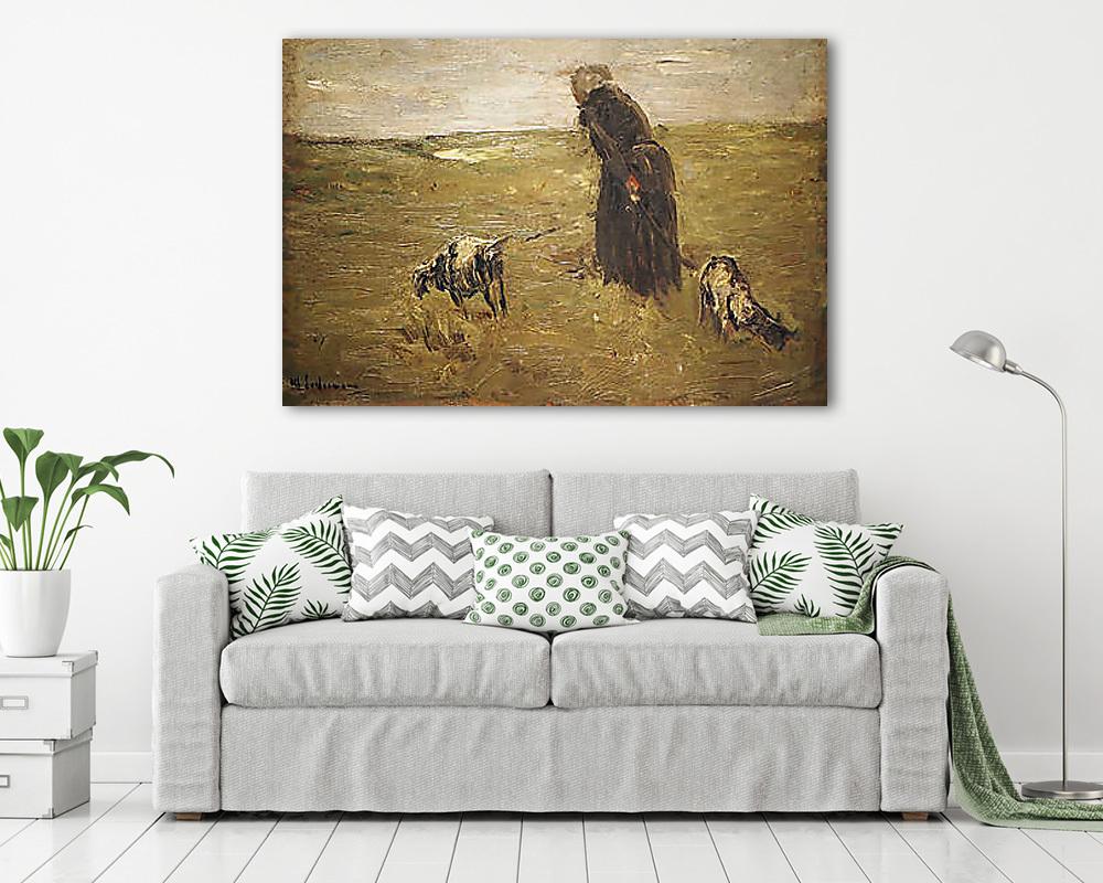 Öregasszony és kecskéi (tanulmány) - vászonkép, falikép vásárlás Öregasszony és kecskéi (tanulmány) (többrészes kép) - vászonkép, falikép otthonra és irodába