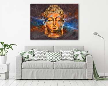 Buddha fej, digitális art (vászonkép) - vászonkép, falikép otthonra és irodába