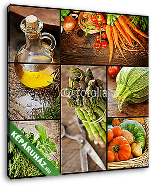 Friss zöldségek kollázs - vászonkép 3D látványterv Friss zöldségek kollázs - vászonkép 3D látványterv