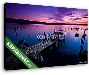 Hosszú expozíciós táj tóval a naplemente után - vászonkép 3D látványterv