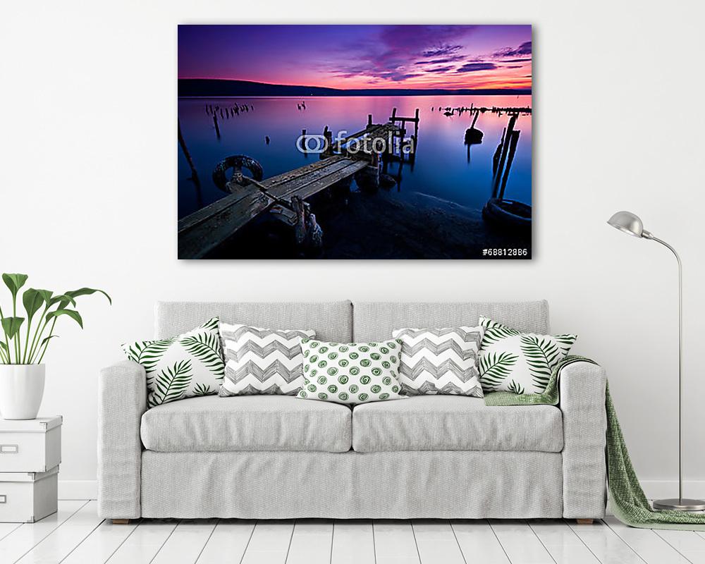 Hosszú expozíciós táj tóval a naplemente után (vászonkép) - vászonkép, falikép otthonra és irodába