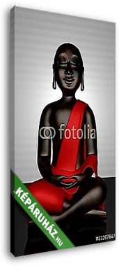 Fekete Buddha szobor vörös köpenytől - vászonkép 3D látványterv