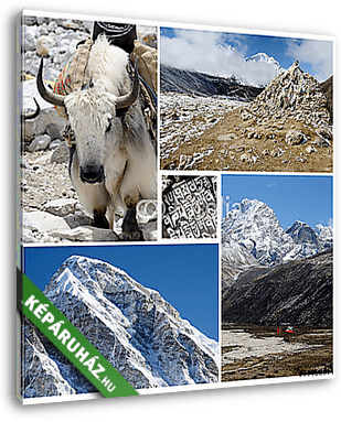 Magaslati turisztikai útvonal kollázs - Everest Base Camp - vászonkép 3D látványterv