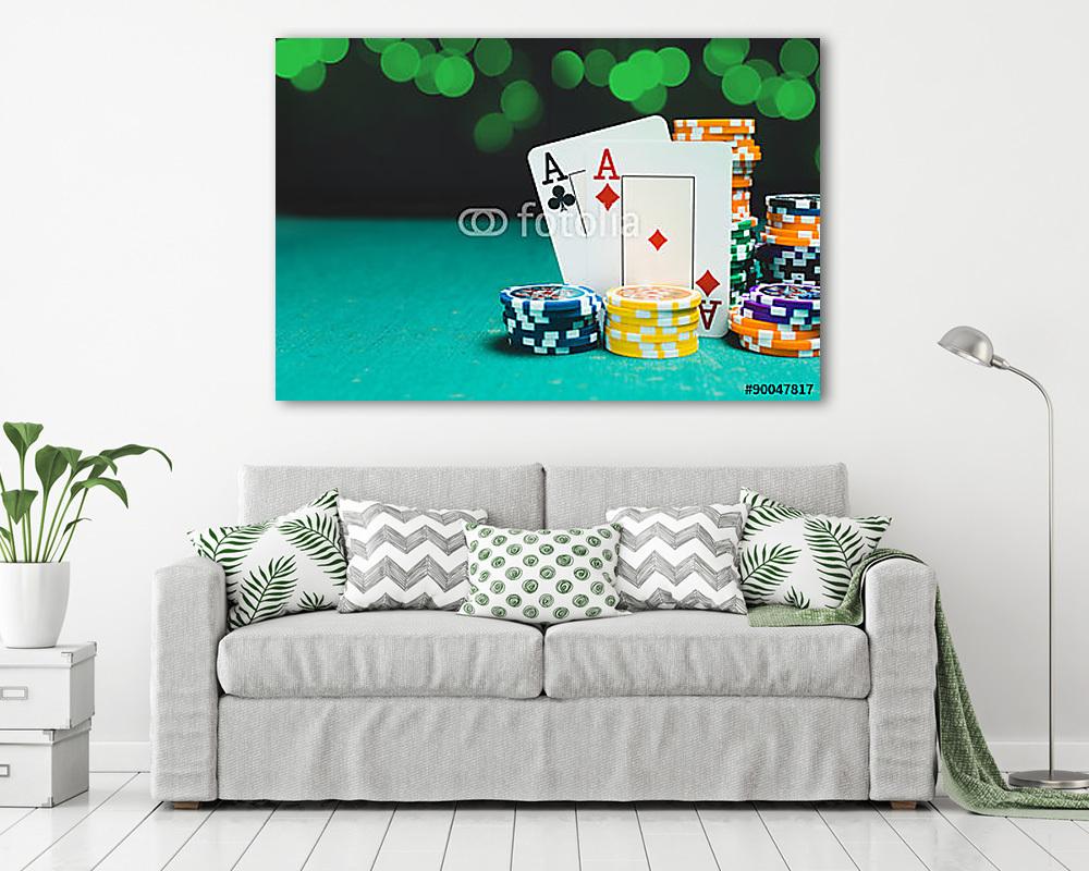 Póker kártyák és zsetonok (bögre) - vászonkép, falikép otthonra és irodába
