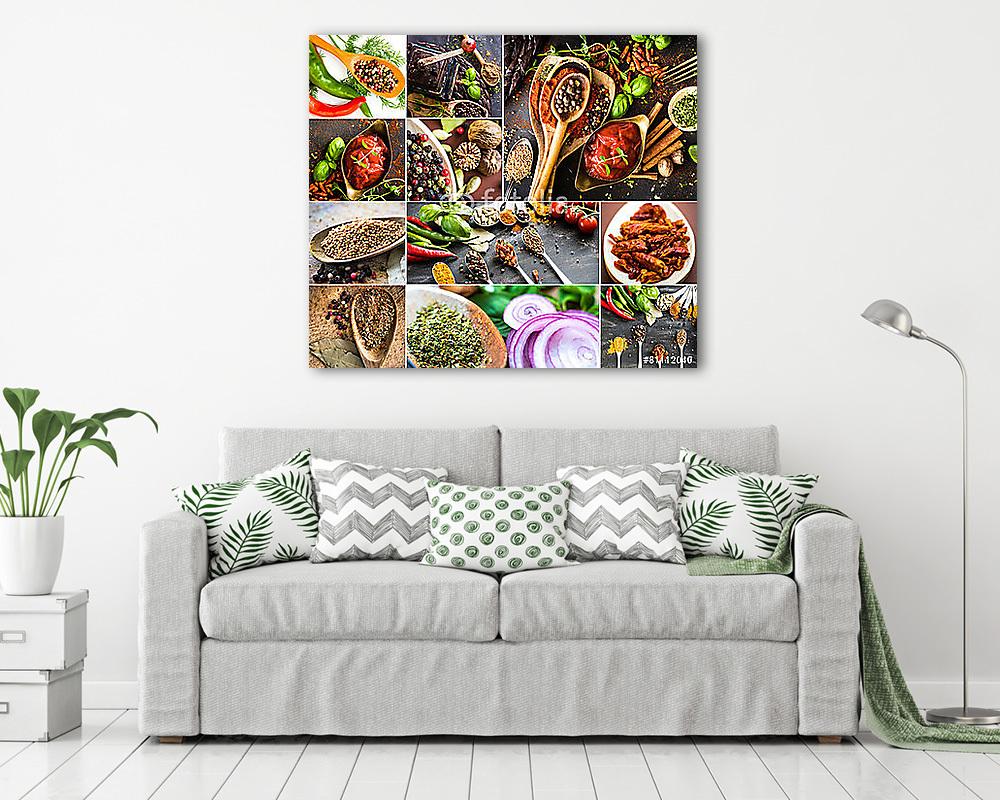 különböző fűszerek kollázsai (fotótapéta) - vászonkép, falikép otthonra és irodába