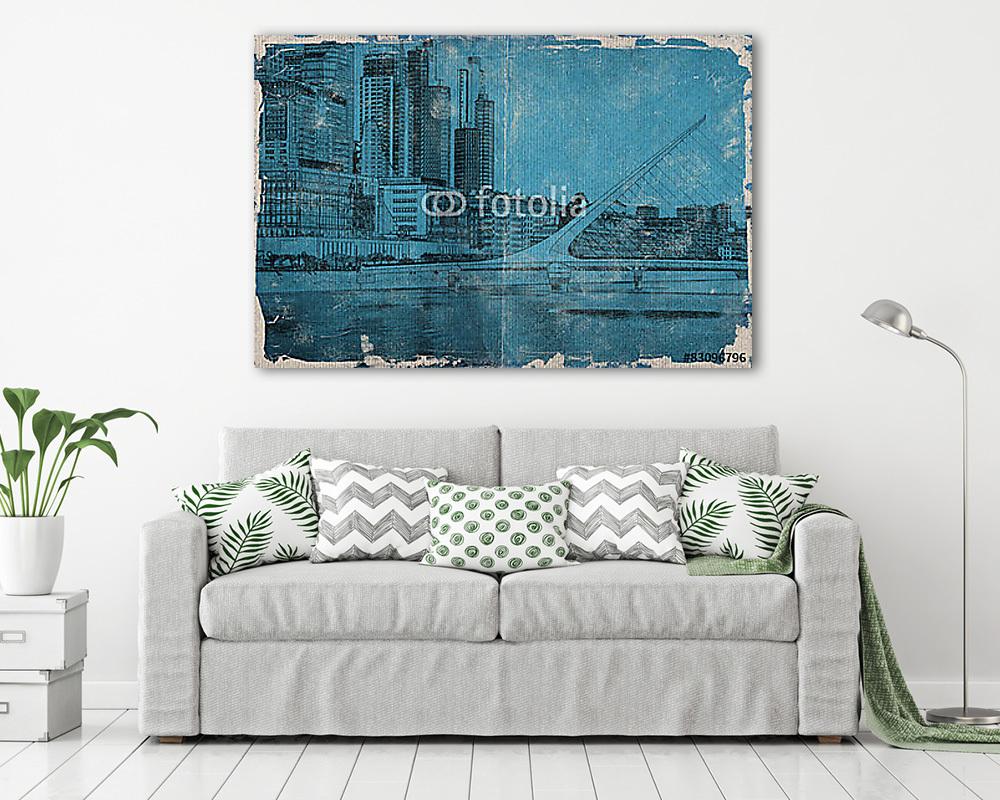 Vintage Grafik, Puerto Madero Buenos Aires Argentinien (fotótapéta) - vászonkép, falikép otthonra és irodába
