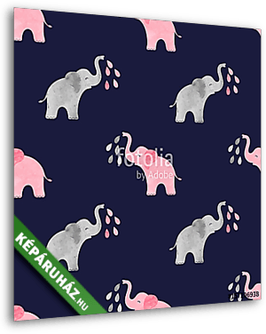 Kedves elefántos tapétaminta - vászonkép 3D látványterv