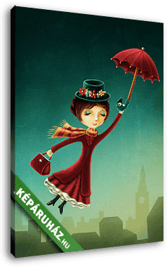 Mary Poppins illusztráció (vörösruha) - vászonkép 3D látványterv