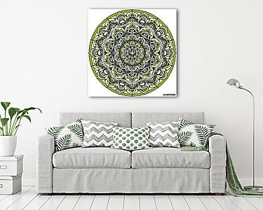 Vector green decorative mandala ornament (vászonkép) - vászonkép, falikép otthonra és irodába