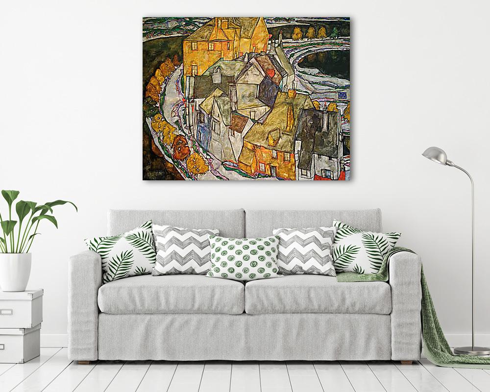 Házak félholdja II (keretezett kép) - vászonkép, falikép otthonra és irodába