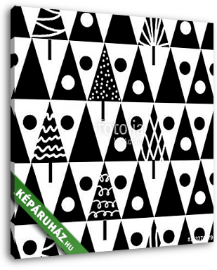 Seamless scandinavian black white pattern - vászonkép 3D látványterv