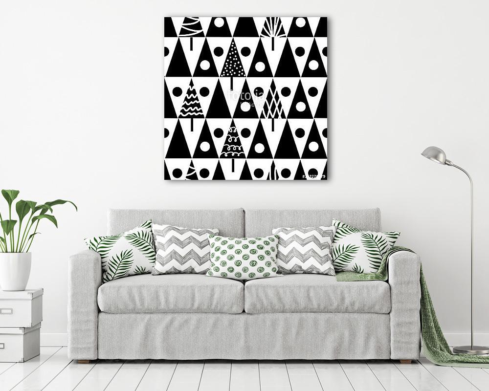 Seamless scandinavian black white pattern (poszter) - vászonkép, falikép otthonra és irodába