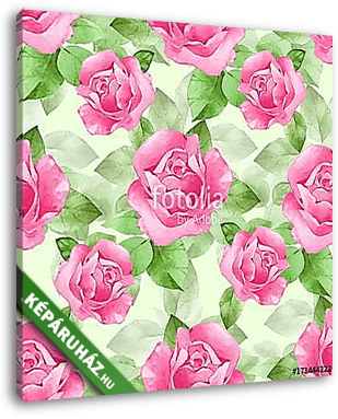 Floral seamless pattern. Watercolor background with beautiful ro - vászonkép 3D látványterv