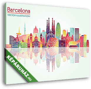 Barcelona skyline detailed silhouette. Vector illustration - vászonkép 3D látványterv