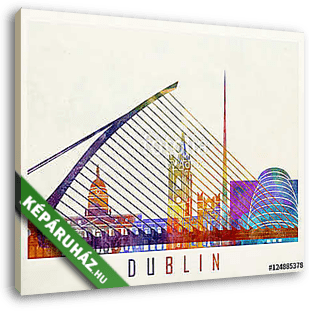Dublin landmarks watercolor poster - vászonkép 3D látványterv
