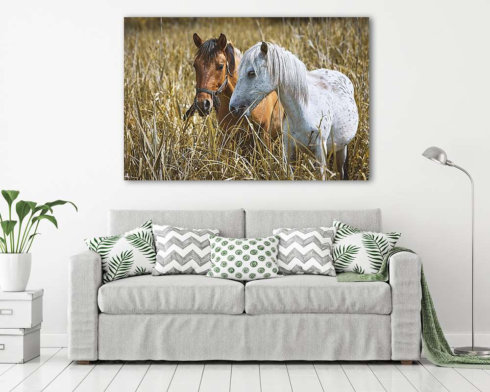 Lovak az ingoványban  (többrészes kép) - vászonkép, falikép otthonra és irodába