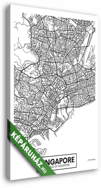 City map Singapore, travel vector poster design - vászonkép 3D látványterv